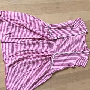 Tea pink and white stripped dress with white hem girls size 10